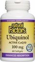 Natural Factors Ubiquinol 100 mg - Supports Heart Health & Natural Vitality - Antioxidant Support Supplement with Superior Absorption - Energy Support with Flaxseed Oil - 60 Softgels (60 Servings)