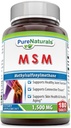 Pure Naturals MSM (Methylsulphonylmethane) Supplement | 1500 Mg Per Serving | 180 Tablets | Non-GMO | Gluten-Free | Made in USA