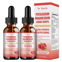 Potassium Magnesium Supplement Liquid Drops - High Absorption Potassium Supplement with Magnesium, Calcium, Vitamin D3 K2, Vegan, Non-GMO Potasio Support Leg Cramps, Bone, Muscle - 4 Fl oz