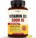 NEW AGE Vitamin D3 5000 IU 125mcg Softgels - Support Immune Support, Strong Bone Health - Non-GMO, Gluten-Free, Dairy-Free,1 Year Supply (360 Softgels (Pack of 1))