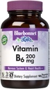 Bluebonnet Nutrition Vitamine B6 Capsules végétales, 200 mg, Pour la santé du système cardiovasculaire et nerveux, sans soja, sans gluten, sans casher, sans lait, végétalien, sans OGM, 90 capsules végétales, 90 portions