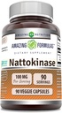 Formules étonnantes Supplément Nattokinase $ 100 Mg (Enzyme FU 2000 de Nattokinase Pure) $ 90 Capsules Veggie $ Non-GMO $ Sans gluten $ Fabriqué aux États-Unis