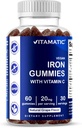 Vitamatic Iron Gummies Supplement for Women & Men - 20mg Serving - 60 Vegan Gummies - Great Tasting Iron Gummy Vitamins with Vitamin C (60 Count (Pack of 1))