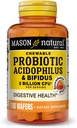MASON NATURAL Probiotic Acidophilus with Bifidus, 50 Day Supply, Supports Healthy Normal Digestion, Strawberry Flavor, 100 Chewable Wafers