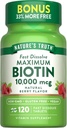 Nature's Truth Biotin 10000mcg | 120 Fast Dissolve Tablets | Maximum Strength | Natural Berry Flavor | Vegan, Non-GMO & Gluten Free Supplement