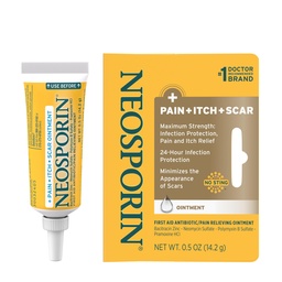 Neosporin + Pain, Itch & Scar, First Aid Triple Antibiotic Ointment for Infection Protection and Wound Care with Maximum Strength Pain and Itch Relief, Helps Minimize The Appearance of Scars, .5 oz