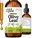 Wild & Organic Olive Leaf Extract Liquid Drops - Antioxidant & Immune Support - Oleuropein Olive Leaf Supplement - Vegan, Sugar & Alcohol-Free Drops - 2 fl oz