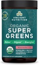 Ancient Nutrition SuperGreens Poudre avec Probiotiques, Bio Pastèque Saveur Verts, Fabriqué à partir de Fruits réels, Légumes et Herbes, pour le soutien digestif et énergétique, 25 portions, 8.82oz