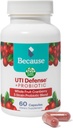 Parce que Probiotics Cranberry UTI Defense Capsules pour femmes (60 capsules, 1 bouteille)