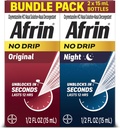 Afrin No Drip Original + Night Nasal Mist Bundle Pack, Non-Drowsy, Fast-Acting Decongestant for Nasal Congestion and Sinus Pressure Relief, Adults and Children 6 and Older, .5 fl oz (Pack of 2)