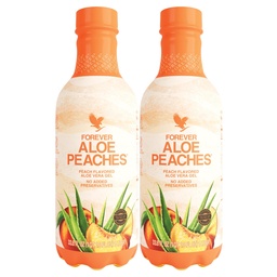 Forever Living - Aloe Peaches - Pure Aloe with Real Peach Flavor - Soutient la digestion et l'immunité - Vegan and Gluten-Free - 33,8 fl oz (2-Pack)