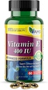 America Medic & Science Vitamine E 400 UI (60 Softgels) Supplément alimentaire qui soutient la santé cardiaque, favorise la santé de la peau, des cheveux, des yeux et du système immunitaire