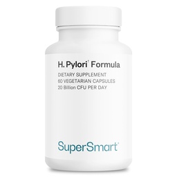 Supersmart H. Pylori Formula 20 Million CFU par jour (haute puissance) - Probiotique breveté Pylopass Lactobacillus Reuteri Supplément DSM 17648 Sans OGM et sans gluten - 60 capsules végétariennes