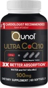 Qunol Ultra CoQ10 100mg 3X Better Absorption Patented Water and Fat Soluble Natural Supplement Form Coenzyme Q10 Antioxidant for Heart Health Packs Softgels, 120 Count