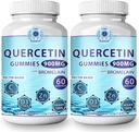 (2 Pack) Quercetin Gummies - Quercetin with Bromelain Vitamin C + Zinc Vitamin D3 – Chewable Quercetin 900mg Supplements - Quercetin for Kids and Adults (2)