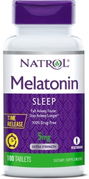 Natrol Time-Release Melatonin 5 mg, Dietary Supplement for Restful Sleep *, 100 Tablets (Pack of 2), 200 Day Supply