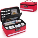 Damero Locking Pill Bouteille Organisateur avec diviseurs intérieurs, entreposage de médicaments et organisateur sac Combinaison serrure pour la médecine, vitamines et fournitures médicales, rouge