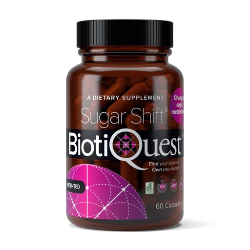 BiotiQuest Sugar Shift Probiotic | Helps Decrease Sugar & Carb Cravings and Supports Digestive Balance | 22 Billion CFU | Non-GMO, Gluten-Free, & Vegan | 60 Servings