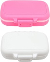 Small Pill Box Supplement Case for Pocket or Purse - 3 Removable Compartments Travel Medication Carry Case - Daily Vitamin Organizer Box (Pink+White)