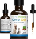 Stress de bien-être pour les animaux de compagnie Gold pour les chats - Support de stress félin pour la situation des animaux de compagnie - Visite rapide des animaux de compagnie, voyage, grooming - Mélange à base de plantes holistique Cat-Safe - Support liquide 2 oz (59ml)