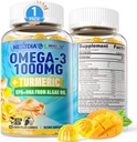 Vegan Omega-3 Gummies 1000mg + Turmeric - Omega 3 Fish Oil Alternative for Adults - Algae DHA 600mg & EPA 300mg, Vitamins A, C, E, Zinc & MSM, Sugar Free, 60 Cts