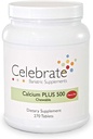 Celebrate Vitamins Calcium Plus - 500mg Calcium Citrate, 333 IU Vitamin D3 & 34mg Magnesium for Post Bariatric Surgery - Gluten-Free & Sugar-Free - Cherry, 270 Chewable Tablets