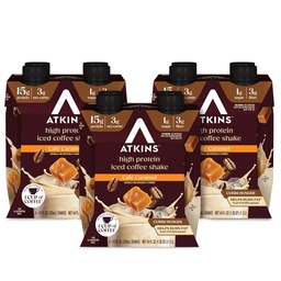 Atkins Café Caramel Iced Coffee Arvored Protein Shake, High Protein Shake, Faible Glycémique, Faible Carb et Faible Sucre, Céto Friendly, Sans gluten, 12 Compte