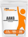 BulkSupplements.com Poudre AAKG - Supplément AKG Arginine, Supplément à oxyde nitrique, Sans aromatisé et sans gluten, 2,5g par portion, 500g (1,1 lb) (paquet de 1)