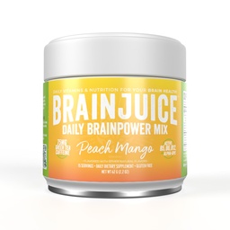 BrainJuice Nootropics Supplément de soutien au cerveau, Poudre sans gluten pour l'énergie et le focus, Mélange de boissons avec L Theanine, Alpha GPC, Vitamine B, Extrait de thé vert biologique caféine, Pêche Mangue, 15 portions