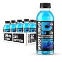 Protéine2o 15g Protéine Isolée Hydratation boisson plus énergie et focus, 350mg d'électrolytes, 125mg de caféine, sans sucre, framboise bleue, 16,9 oz bouteille (paquet de 12)