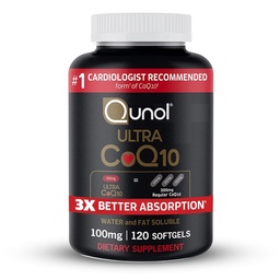 Qunol Ultra CoQ10 100mg, 3X Better Absorption, Antioxidant, 120 Softgels
