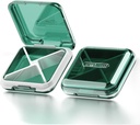 DUBSTAR Daily Pill Organizer,4 Compartments Portable Travel Small Pill Case, Pill Box for Purse Pocket to Hold Vitamins,Cod Liver Oil,Supplements and Medication (Green)