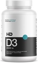 HD MUSCLE HealthHD D3 | 2000iu High Potency Vitamin D3 Supplement | Healthy Muscle Function & Recovery | Immune Support | Calcium Absorption | 90 Capsules