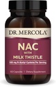 Dr Mercola NAC avec chardon de lait - avec antioxydants - soutient les processus de désintoxication normaux - 500 mg N-acétyl-Cystéine par portion - Non-OGM, sans gluten et sans soja - 60 capsules (30 portions)