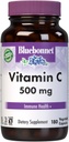 Bluebonnet Nutrition Vitamine C 500 mg Capsules végétales, acide ascorbique, pour la santé immunitaire et de la peau, végétalien, végétarien, non OGM, sans gluten, sans soja, sans lait, casher, 180 capsules végétales