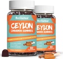 2 Pack Ceylan sans sucre Gommies de cannelle 2000MG, supplément de cannelle avec le chrome et l'écorce de cannelle, végétalien, non-OGM, sans gluten, 120 Gommies