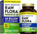 Nature's Truth Raw Flora Probiotic with Prebiotics | 60 Billion CFU | Daily Digestive Vegan Capsules | Gluten Free Supplement for Men and Women