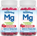 SlowMag Magnesium Citrate Gummies, 60 Count, Supports Muscle Health, Natural Berry Flavor, Recovery & Relaxation Pack of 2
