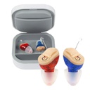 CIC Hearing aids for Seniors,Near-Invisible Hearing Amplifiers Pair, ITC Hearing Aid Nano Technology for Adults Mild Moderate Hearing Loss, Small Tiny (Pair Red Blue) ZHONDGE (ZDC-901A)