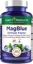 Produits de pureté MagBlue Refresh Factor Super Boost - Magnésium Bisglycinate, Shoden Ashwagandha, Vitamine D3, Zinc et Boron - 90 comprimés
