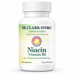 Dr Clark Store Niacin Supplement (Vitamin B3), 25mg, 100 Gelatin Capsules