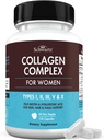 BioSchwartz Hydrolyzed Collagen Peptide Capsules - Suppléments multi collagènes pour femmes de types I, II, III, V, X avec vitamine C, biotine, kératine et acide hyaluronique pour la peau, les cheveux et les ongles - 135ct