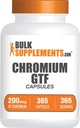 BulkSupplements.com Capsules de chrome GTF - Supplément minéral, GTF Chrome 200mcg - Sans gluten, 1 Capsule par portion, 365 Capsules (paquet de 1)