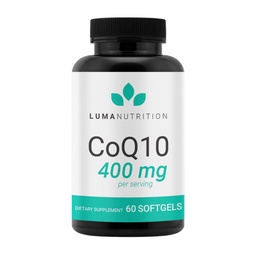 Luma Nutrition CoQ10 400mg Softgels - Coenzyme à haute absorption Q10 - Co Q-10 200mg / 400mg Par service - Santé cardiaque - 60 Softgels liquides
