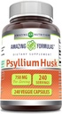 Formules étonnantes Psyllium Husk 750mg Gélules Végétiques Supplément de non-OGM , sans gluten , Fabriqué aux États-Unis , Convient aux végétariens (240 Nombre)