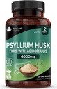 Capsules de musc de Psyllium enrichies de probiotiques Supplément fibreux Forte absorption contribue à la santé gustative et digestive de Plantago Ovata Seeds, Ispaghula Husk, sans gluten Fabriqué au Royaume-Uni