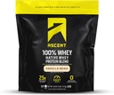 Ascent 100% Whey, Native Whey Protein Blend - Clean Post Workout Recovery, Digesting, Zero Artificial Flavors & Sweeteners, Gluten Free, 5.5g BCAA, 2.6g Leucine, Vanilla Bean 4 lb.