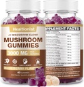 3000MG Complexe de champignons Gummies 10 Blend - Gummies Lion's Mane pour adultes, Cordyceps, Shiitake, Reishi, Chaga, - Cerveau, Immune Support & Stress Relief, Énergie, Supplément de champignons pour hommes et femmes 60ct