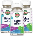 KAL Relax-a-Saurus, Stress Support Supplement for Kids, L-Theanine for Children with Herbal Stress Relief & Relaxation & Blend, Delicious Natural Grape Flavor, 60-Day Guarantee, 30 Chewables Pack of 3