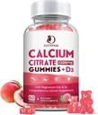 Calcium Citrate 1200mg avec vitamine D3 Gummies, Calcium Gummies avec vitamine D3 pour les femmes et les hommes, Cal Magnésium Zinc pour les muscles osseux Healthy- Natural White Peach Flavor- 30 jours d'approvisionnement